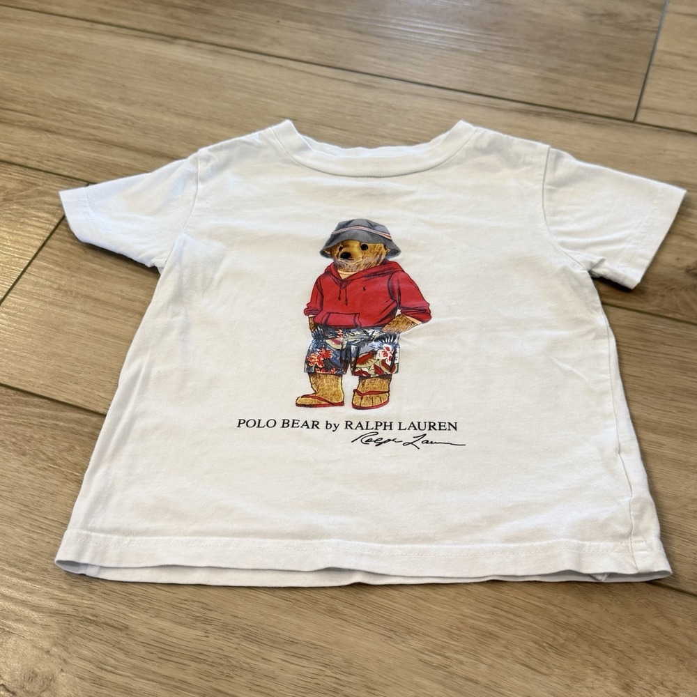 Polo Ralph Lauren Big Bear TShirt Summer Bucket Hat Swim Trunks White 2T